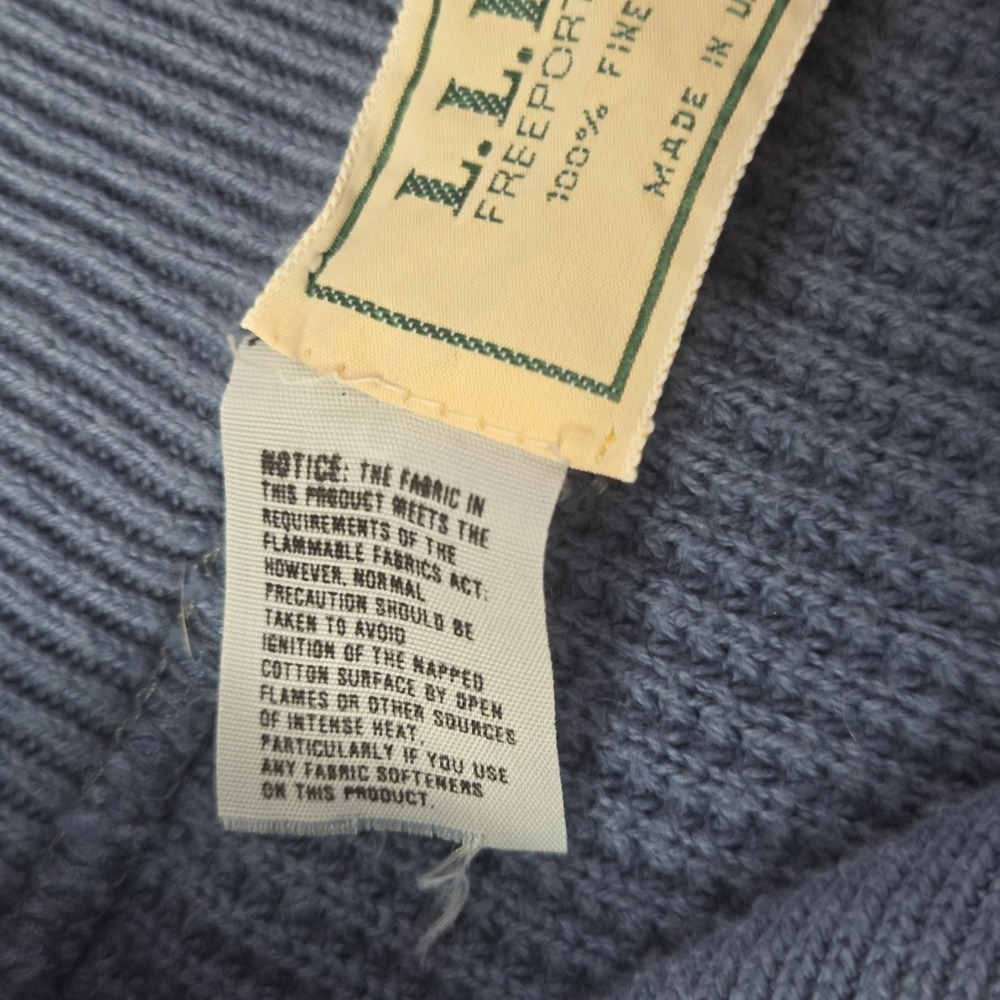 Vintage L.L. Bean Mens Knit Henley Sweater Made USA 100% Cotton Size L Preppy - Picture 6 of 6